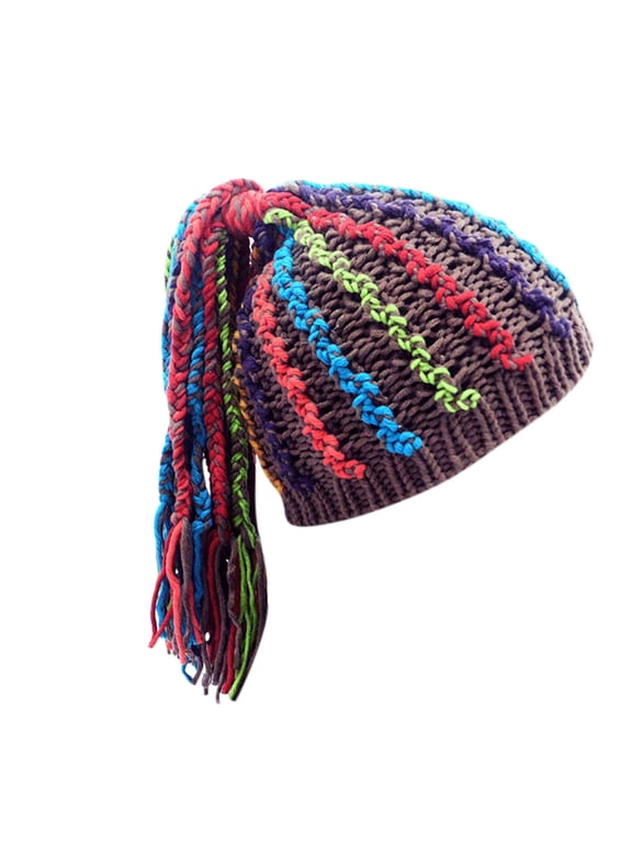 Beanie Hat For Men Women Winter Hand-knitted Beanie New Colored Dreadlock Wool Hat Adult Hip Hop Punk Warm Gray