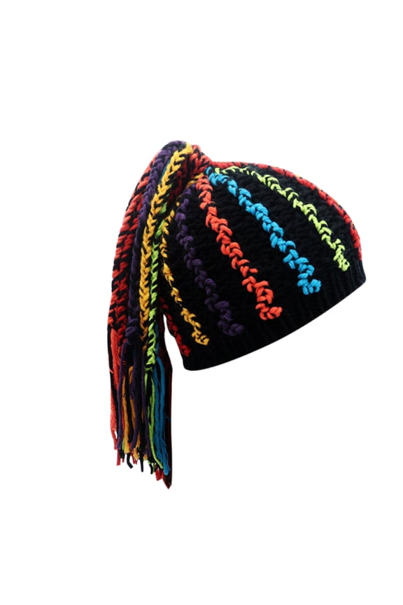 Beanie Hat For Men Women Winter Hand-knitted Beanie 2025 New Colored Dreadlock Wool Hat Adult Hip Hop Punk Warm Gray