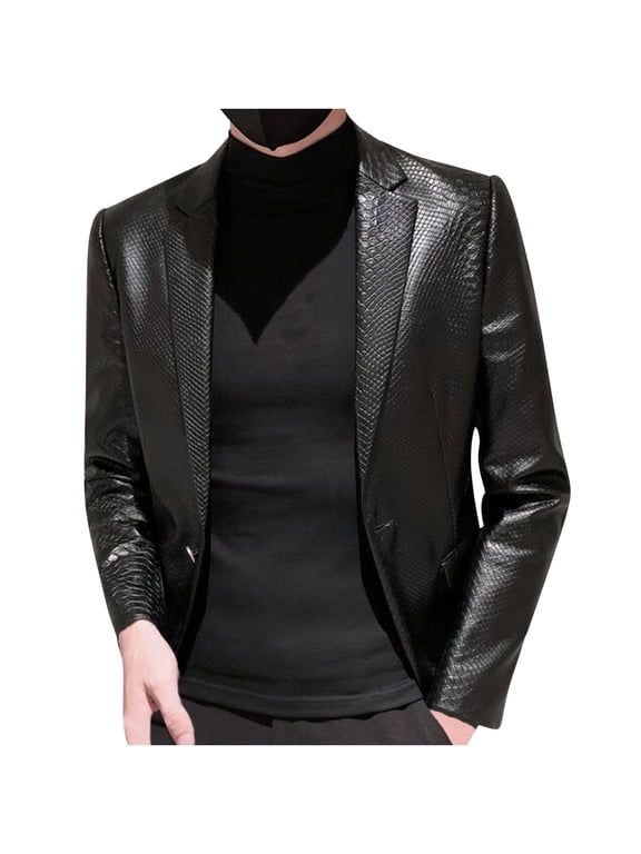 Blazer Jackets For Men Leather Blazer New Foreign Trade Motorcycle Lapel Large Size Casual