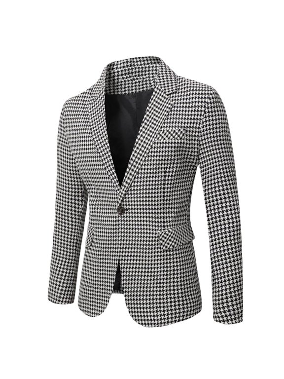 Blazer Jackets for Men Casual Slim Printed One Button Blazer Suit Back Long Sleeves Jacket