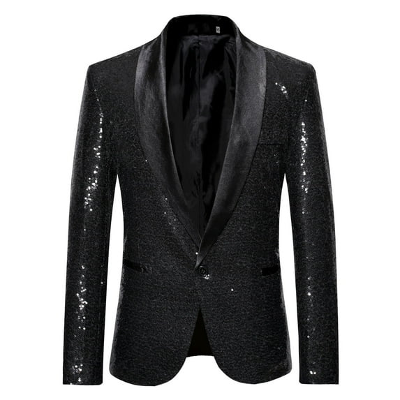 Odeerbi Blazer Jackets for Men Autumn And Winter Office Work Suit Jacket Personality Sequins 2025 Casual Suits Black