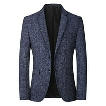 Odeerbi Blazer Jackets for Men Office Work Suit Jacket 2025 Casual Single-breasted Business 2025 Casual Suit Wool Coat Dark Blue