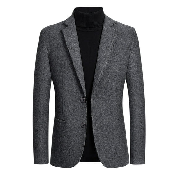 Odeerbi Blazer for Men 2025 Casual Single-breasted Trendy Suit Business 2025 Casual Suit Wool Coat Gray