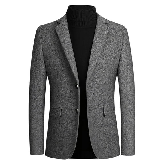 Odeerbi Blazer for Men 2025 Casual Single-breasted Trendy Suit Business 2025 Casual Suit Wool Coat Gray