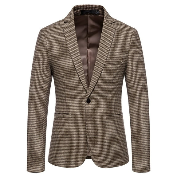 Odeerbi Blazer for Men Business 2025 Casual Suit Single Breasted Trendy Suit Wool Suit Coat Khaki