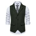 thumbnail image 1 of Odeerbi Blazer for Men Herringbone Tweed Suit Vest Vintage Lapel Vest Men Coat Gray, 1 of 9