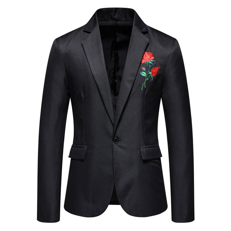 Black blazer clearance with red roses
