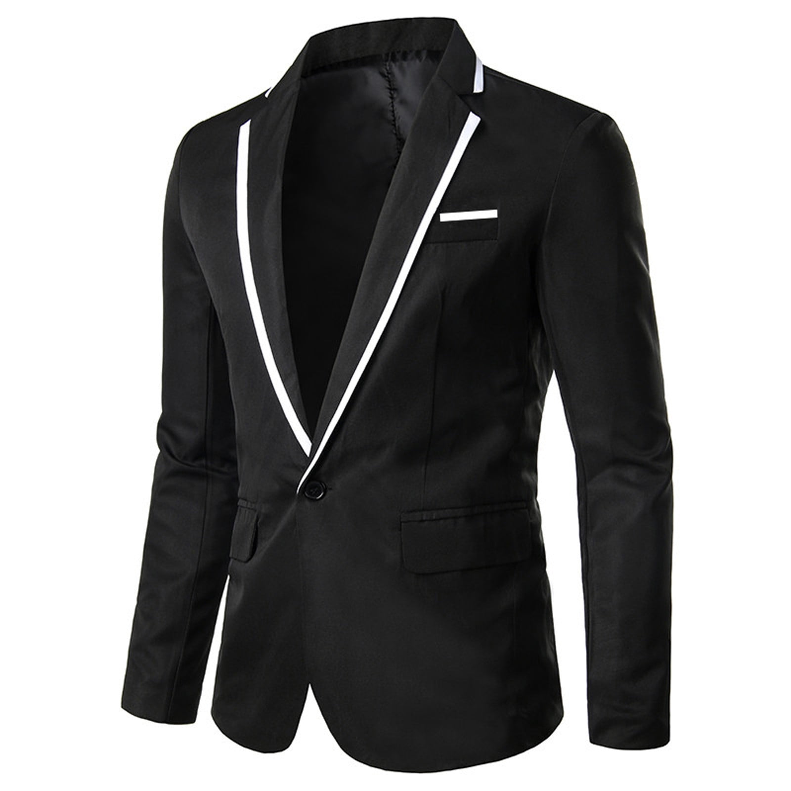 Odeerbi Blazer for Men 2024 Casual Single-breasted Trendy Suit Business  2024 Casual Suit Wool Coat Black 