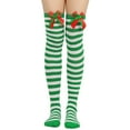 thumbnail image 1 of Odeerbi Bowknot Christmas Stockings for Women Solid Color Winter Warm Socks Extended Knee Length Christmas Bow Plush Ball Warm Socks White, 1 of 4