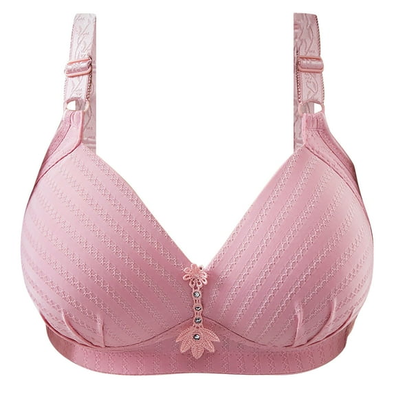 Odeerbi Bras for Women Lingerie Striped Bra Wire Free Underwear One-Piece Everyday Underwear Beige Refer to Size Chart In Description