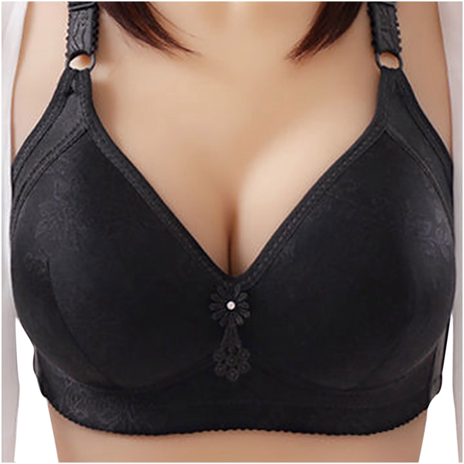 Odeerbi Plus Size Lounge Bras for Women 2024 Wireless Underwear Lightly  LinedCup Lace Sexy Bra Black