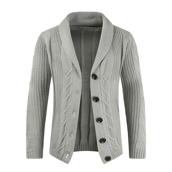 Odeerbi Cardigan For Men Autumn Cardigan Slim Button Sweater Everyday 2024 Casual Solid Color Personality Sweater Light gray
