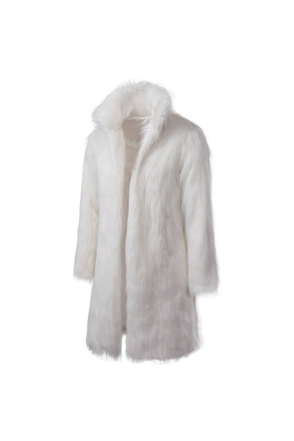 Cardigan For Men Winter Warm Outerwear Thicker Long Coat Jacket Faux Wool Cardigan White