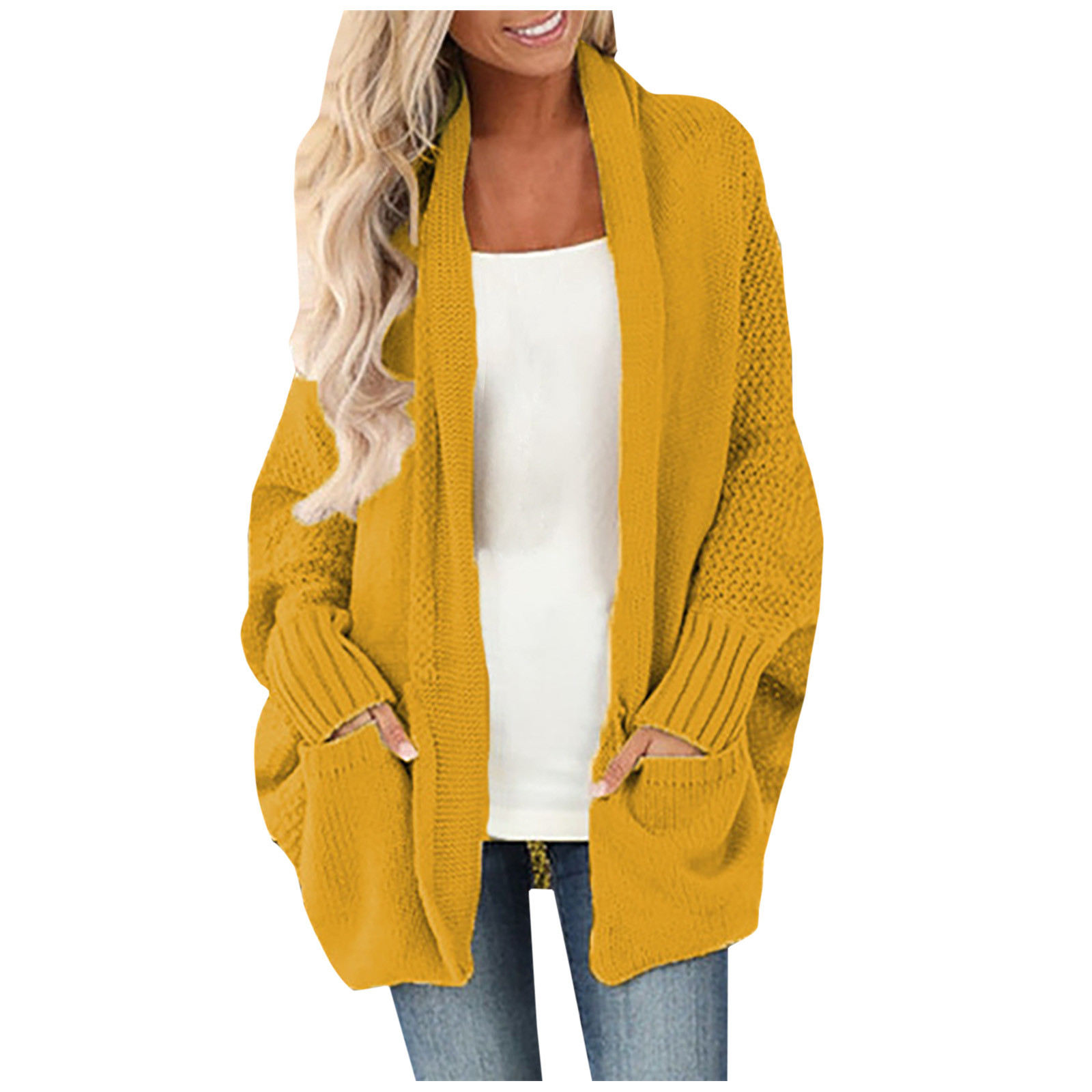 Odeerbi Cardigan For Women Fall Cardigans Casual Solid Knitting Loose