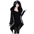 thumbnail image 1 of Odeerbi Cardigan For Women Loose Gothic Punk Jacket 2025 Long Sleeve Hooded Black Cardigan Coat Black, 1 of 9