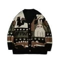 thumbnail image 1 of Odeerbi Cardigan Sweaters For Men Fall Winter Sweaters Button V-Neck Print Knit Top Jacket Black, 1 of 7