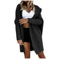 thumbnail image 1 of Odeerbi Cardigan Sweaters For Women Fall Sweaters Knit Trendy 2025 Long Sleeve Solid Hooded Long Coat Black, 1 of 7
