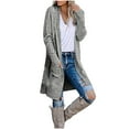 thumbnail image 1 of Odeerbi Cardigan Sweaters For Women Fall Winter Sweaters 2025 Casual Solid Knitting Loose Long Sleeve V-Neck Tops Gray, 1 of 6
