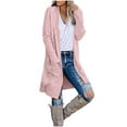 thumbnail image 1 of Odeerbi Cardigan Sweaters For Women Fall Winter Sweaters 2025 Casual Solid Knitting Loose Long Sleeve V-Neck Tops Pink, 1 of 6