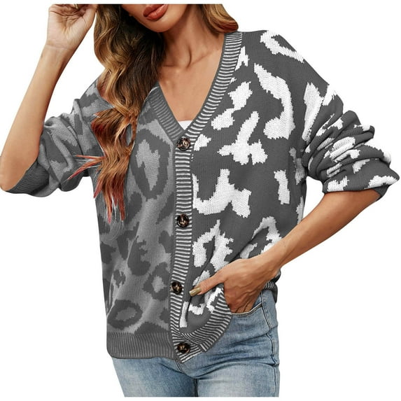 Odeerbi Cardigan Sweaters For Women Fall Winter Sweaters Trendy Tops Outwear Coat 2025 Long Sleeve Coat Gray