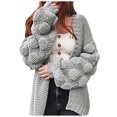 thumbnail image 1 of Odeerbi Cardigan Sweaters For Women Fall Winter Sweaters Trendy Tops Solid Color Medium Long Term Outwear 2025 Long Sleeve Coat Gray, 1 of 6