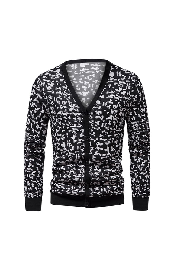 Cardigan Sweaters For Men Fall Winter Sweaters 2025 New Foreign Trade Diamond-shaped Long-sleeved V-neck Button Knitted Contrast Color Jacket Pink