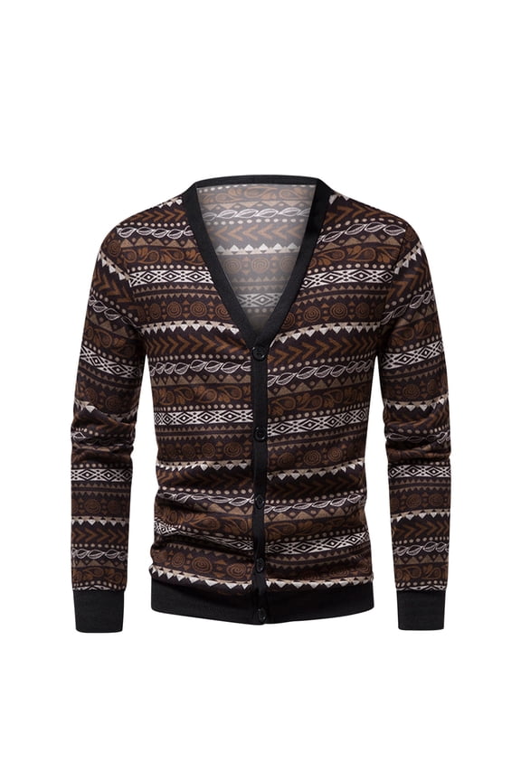 Cardigan Sweaters For Men Fall Winter Sweaters 2025 New Foreign Trade Diamond-shaped Long-sleeved V-neck Button Knitted Contrast Color Jacket Pink