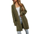thumbnail image 1 of Odeerbi Cardigan Sweaters for Women Fall Sweaters 2025 Autumn And Winter Casual Coat Long Sleeve Buttons Solid Long Cardigan Tops With Pocket 0live Drab, 1 of 6