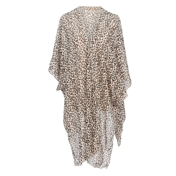 Odeerbi Cardigan for Women 2025 Kimono Beach Swimsuit Cover Up Chiffon Cardigan Floral Print Brown