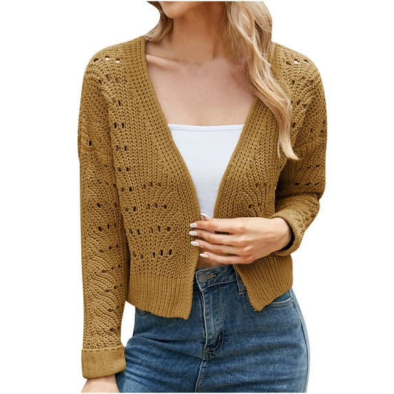 Odeerbi Cardigan for Women Casual Erogenous Fashion 2025 V-Neck Solid Color Long Sleeve Tops Blouse Yellow