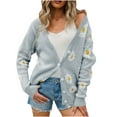 thumbnail image 1 of Odeerbi Cardigan for Women Open-Front Cardigan Sweaters 2025 Fashion Top Outwear Coat Sleeve Long Sleeve Daisy Coat Gray, 1 of 9