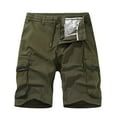 thumbnail image 1 of Odeerbi Cargo Bermuda Shorts for Men Smocked Waist Shorts 2025 Casual Solid Zipper Button Elastic Waist Cropped Shorts with Pockets Olive Green, 1 of 4