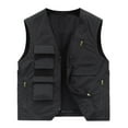 thumbnail image 1 of Odeerbi Cargo Vest For Men Workwear Solid Coat Stand Collar Sleeveless Hoodless Jacket Tank Tops Black, 1 of 5