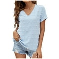 thumbnail image 1 of Odeerbi Chiffon Blouses for Women Summer Short Sleeve Tops Fashion V-Neck Solid Casual Shirt Black, 1 of 8