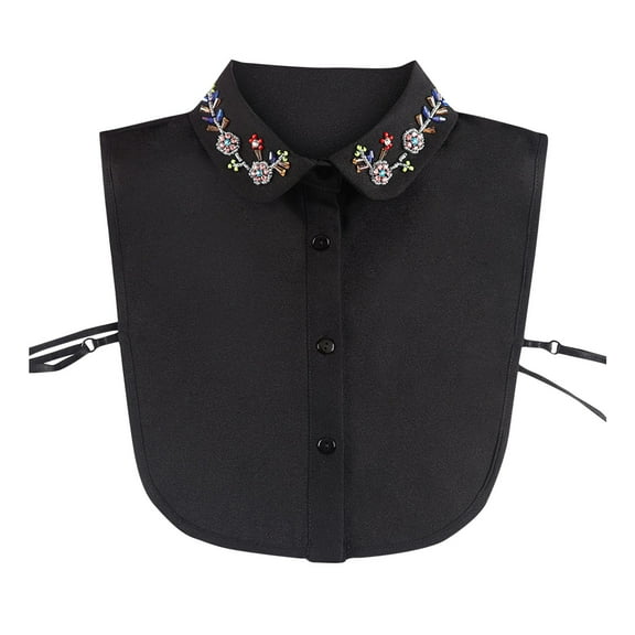 Odeerbi Chiffon Fake Collar for Women False Collar Solid Color Detachable Collar Blouse Half Shirts Faux False Collar Black