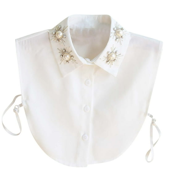 Odeerbi Chiffon Fake Collar for Women False Collar Solid Color Detachable Collar Blouse Half Shirts Faux False Collar White
