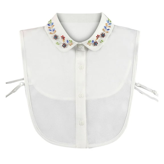 Odeerbi Chiffon Fake Collar for Women False Collar Solid Color Detachable Collar Blouse Half Shirts Faux False Collar White