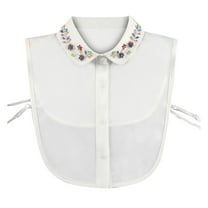 Odeerbi Chiffon Fake Collar for Women False Collar Solid Color Detachable Collar Blouse Half Shirts Faux False Collar White
