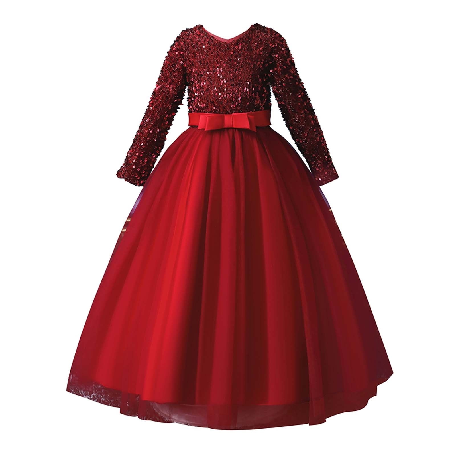 Odeerbi Children Dress Girl 2025 Long Sleeve Girl Princess Dress Long Sequin Dress Dress