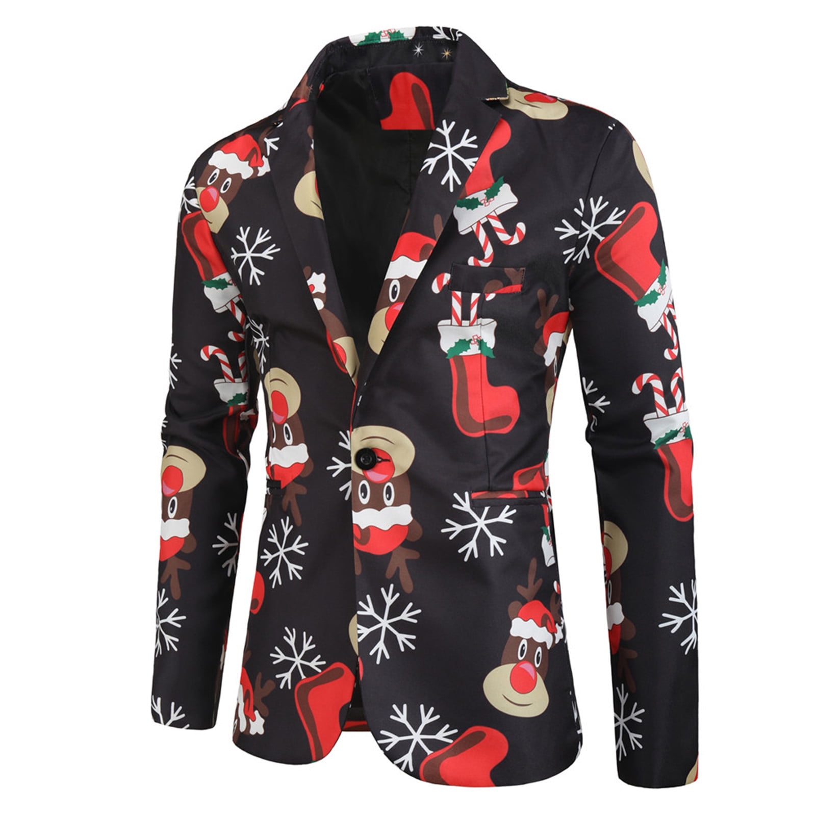 Odeerbi Christmas Blazer Jackets for Men New Casual Suit 3D Fun Print ...