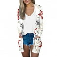 thumbnail image 1 of Odeerbi Christmas Cardigan For Women 2024 Fashion Print Loose Long Sleeve Autumn Coat Blouse White, 1 of 6
