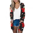 thumbnail image 1 of Odeerbi Christmas Cardigan For Women Fashion Print Loose Long Sleeve Autumn Coat Blouse Black, 1 of 6