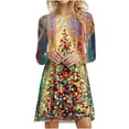 thumbnail image 1 of Odeerbi Christmas Dresses For Women 2025 Fashion Christmas Christmas Tree Print Long Sleeve Round Neck Dress Multicolor, 1 of 4