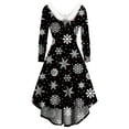 thumbnail image 1 of Odeerbi Christmas Dresses For Women 2025 Long Sleeve Christmas Printed Furry V-Neck Draw Back Swing Party Dresses Black, 1 of 5