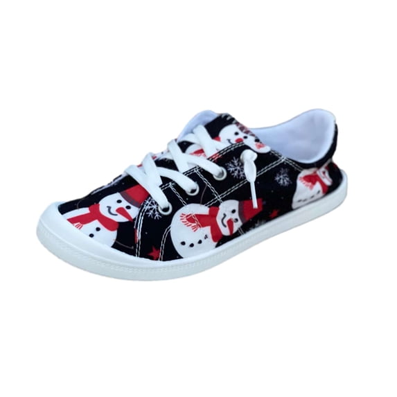 Odeerbi Christmas Flats Shoes For Women 2025 Casual Shoes Loafers Lightweight Soft Walking Shoes Slip On Low Top Shoes Black