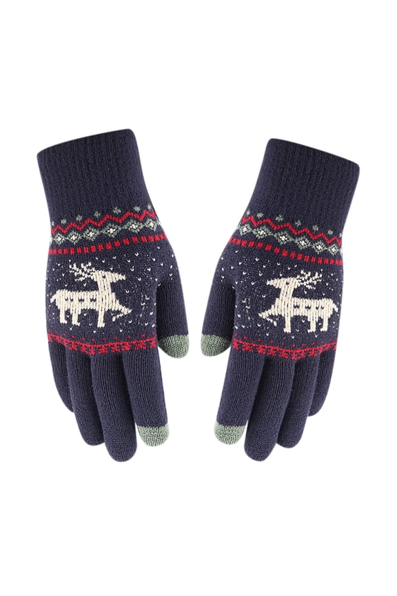Christmas Gloves Women Christmas Layer Snowflake Plus Thick Warm Gloves Knitting Wrist Gloves Mittens Red