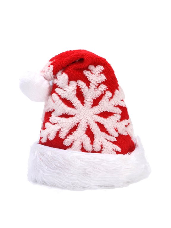 Christmas Hat for Women Winter Lint Large Snowflake Party Show Hat Red
