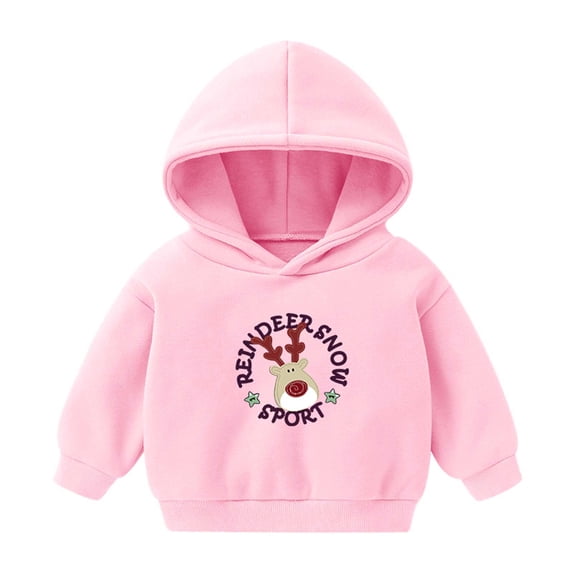 Odeerbi Christmas Hoodied Sweatshirt For Boys Girls Toddler Autumn Winter Cartoon Printed Pullover Sweater Top Blue