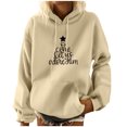 thumbnail image 1 of Odeerbi Christmas Hoodied Sweatshirt For Women Print Long Sleeve Pocket 2024 Casual Pullover Shirt Blouse Beige, 1 of 5