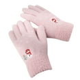 thumbnail image 1 of Odeerbi Christmas Knitted Gloves for Women Winter Warm Mittens Touchscreen 2025 Casual Stretch Thick Imitation Ermine Five-Finger Mittens Pink, 1 of 4